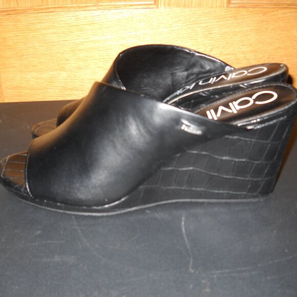 Calvin Klein WOMENS Black Wedge Slide Sandals - - SIZE 10 - Picture 1 of 4